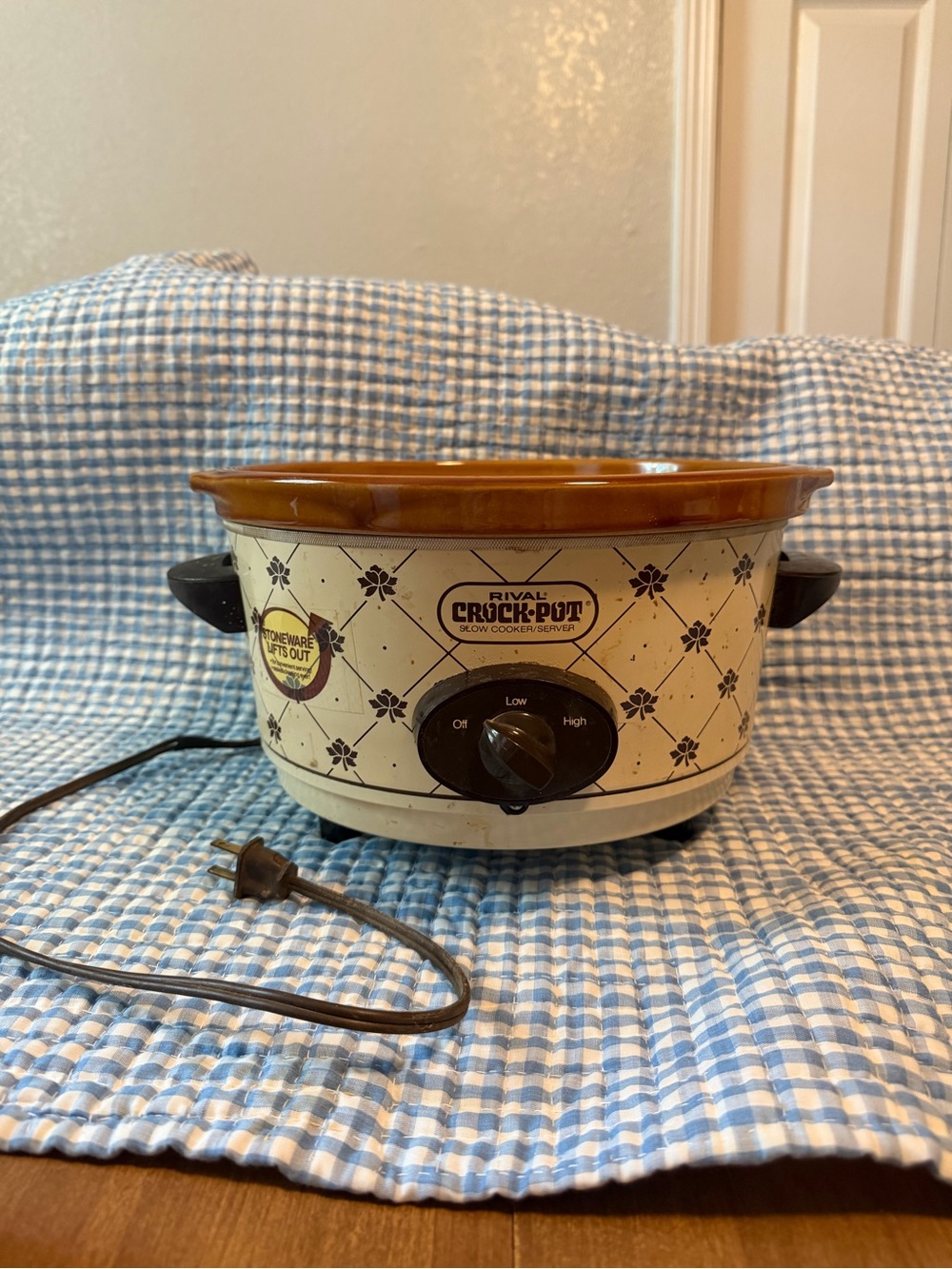 Rival Crock-Pot 5 Qt Slow Cooker w/ Removable Stoneware, Brown Beige, 3-Setting